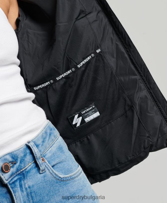 Superdry облекло N00H3800 черен Жени спортно пухено яке без качулка