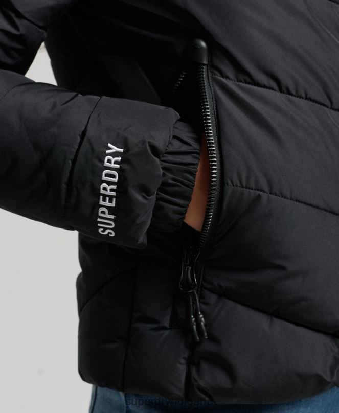 Superdry облекло N00H3800 черен Жени спортно пухено яке без качулка