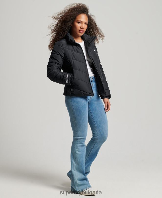 Superdry облекло N00H3800 черен Жени спортно пухено яке без качулка