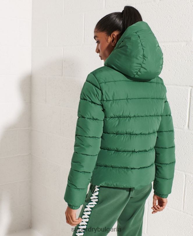 Superdry облекло N00H3801 зелено Жени спортно пухено яке с качулка