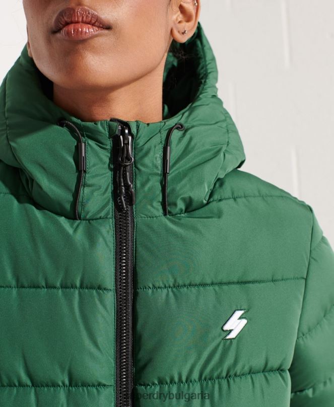 Superdry облекло N00H3801 зелено Жени спортно пухено яке с качулка