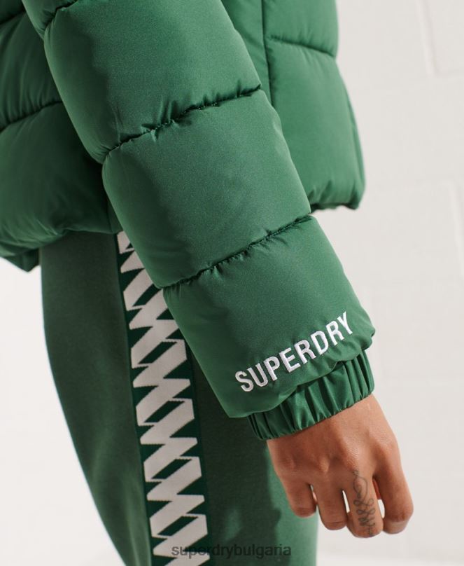Superdry облекло N00H3801 зелено Жени спортно пухено яке с качулка