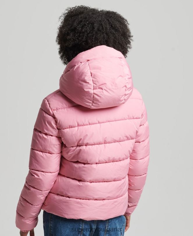 Superdry облекло N00H3802 розово Жени спортно пухено яке с качулка
