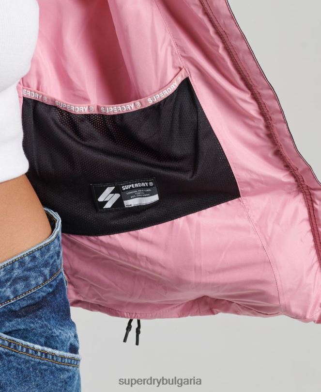 Superdry облекло N00H3802 розово Жени спортно пухено яке с качулка