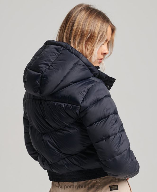 Superdry облекло N00H3803 военноморски флот Жени съкратено яке с качулка fuji