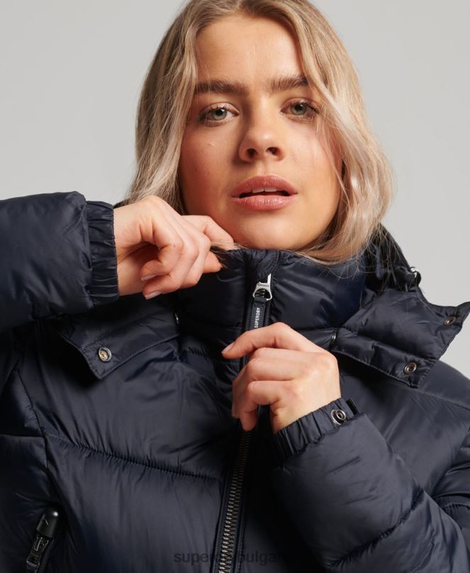 Superdry облекло N00H3803 военноморски флот Жени съкратено яке с качулка fuji