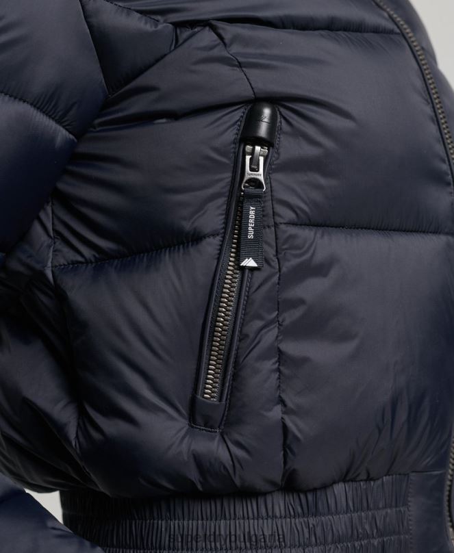 Superdry облекло N00H3803 военноморски флот Жени съкратено яке с качулка fuji