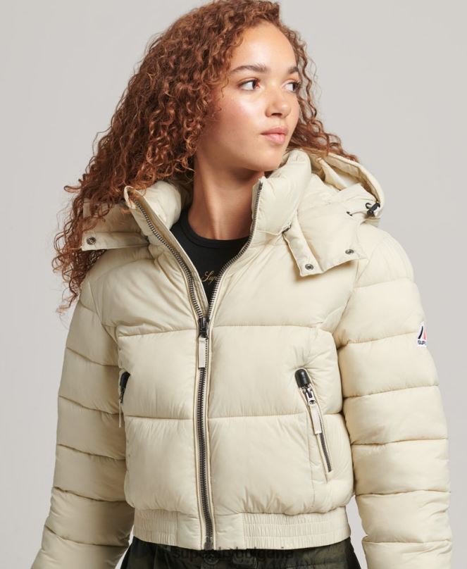 Superdry облекло N00H3804 бежово Жени съкратено яке с качулка fuji