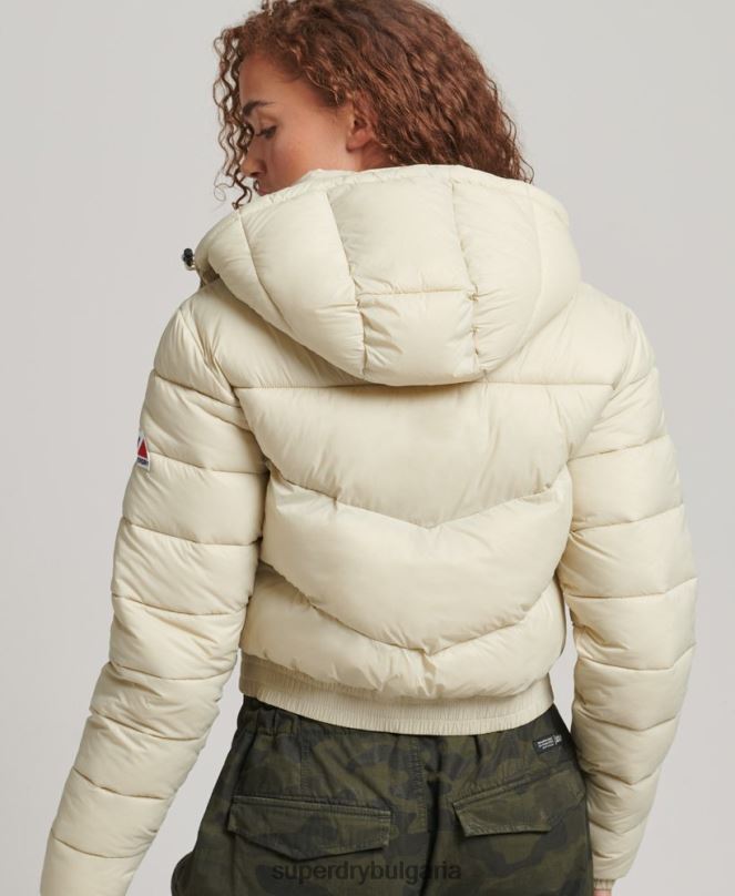 Superdry облекло N00H3804 бежово Жени съкратено яке с качулка fuji