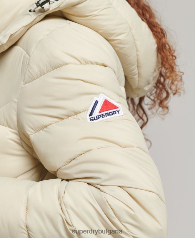 Superdry облекло N00H3804 бежово Жени съкратено яке с качулка fuji
