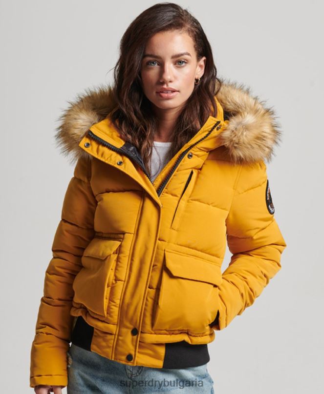 Superdry облекло N00H3811 жълто Жени бомбър яке Everest