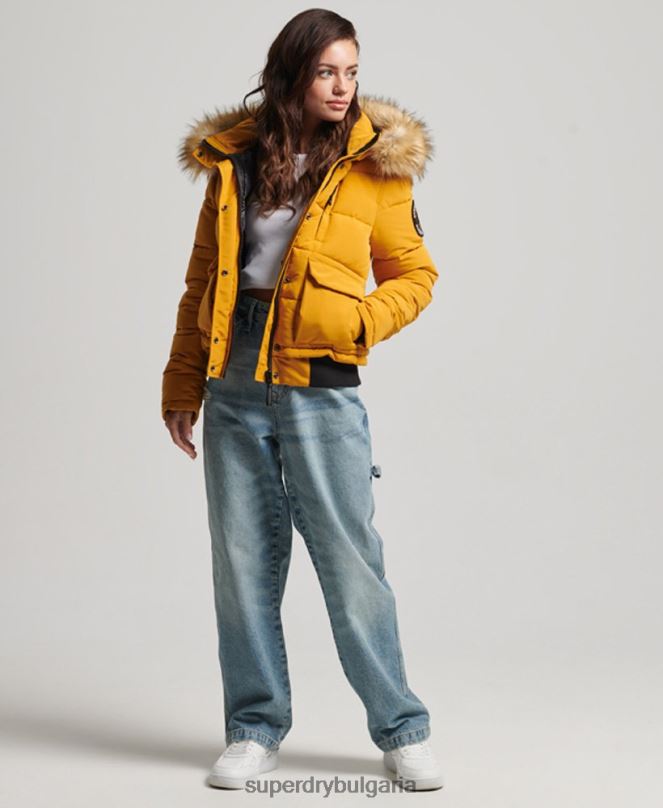Superdry облекло N00H3811 жълто Жени бомбър яке Everest
