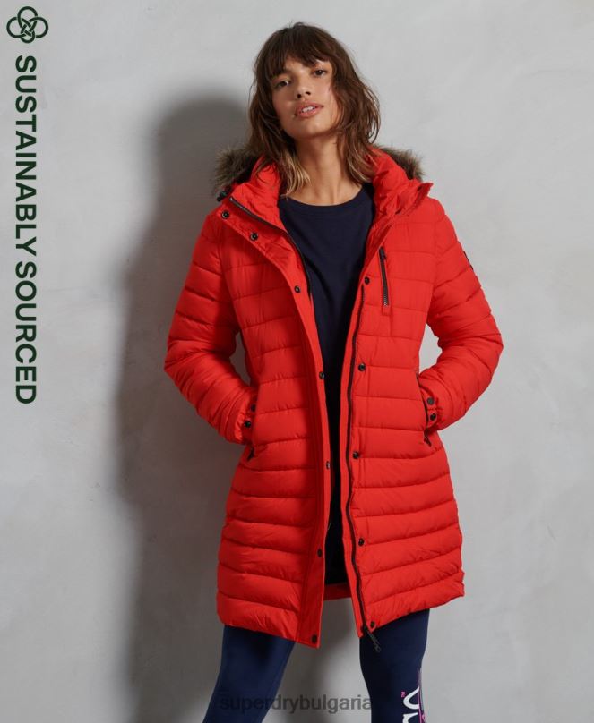 Superdry облекло N00H3812 червен Жени супер фуджи яке