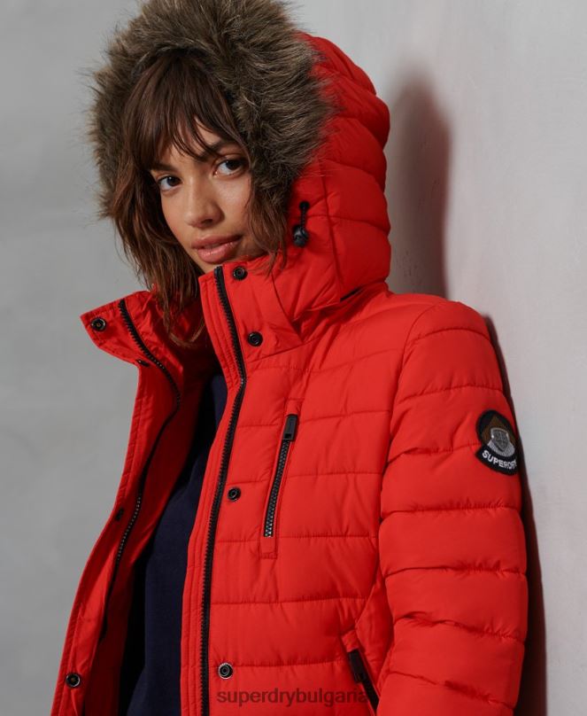 Superdry облекло N00H3812 червен Жени супер фуджи яке