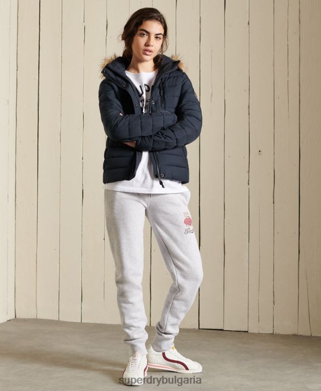 Superdry облекло N00H3818 военноморски флот Жени класическо фуджи яке от изкуствена кожа