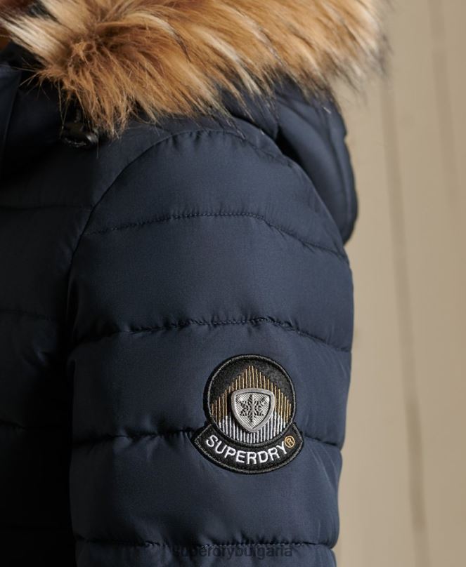 Superdry облекло N00H3818 военноморски флот Жени класическо фуджи яке от изкуствена кожа