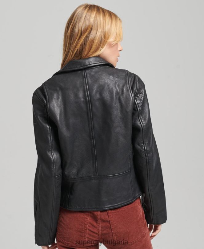 Superdry облекло N00H3819 тъмно сив Жени ретро кожено мотоциклетско яке