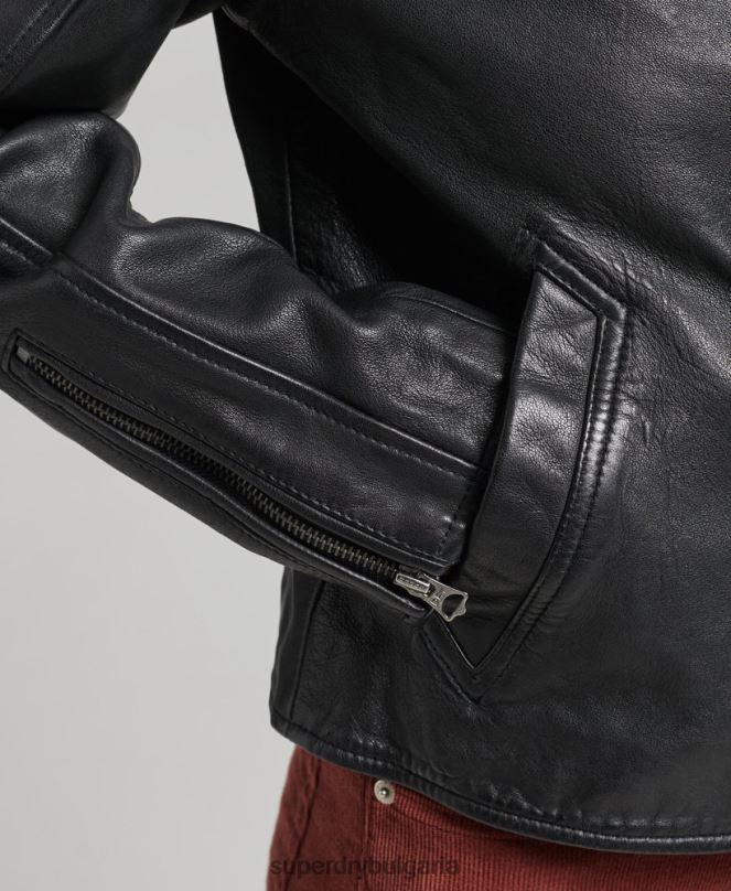 Superdry облекло N00H3819 тъмно сив Жени ретро кожено мотоциклетско яке