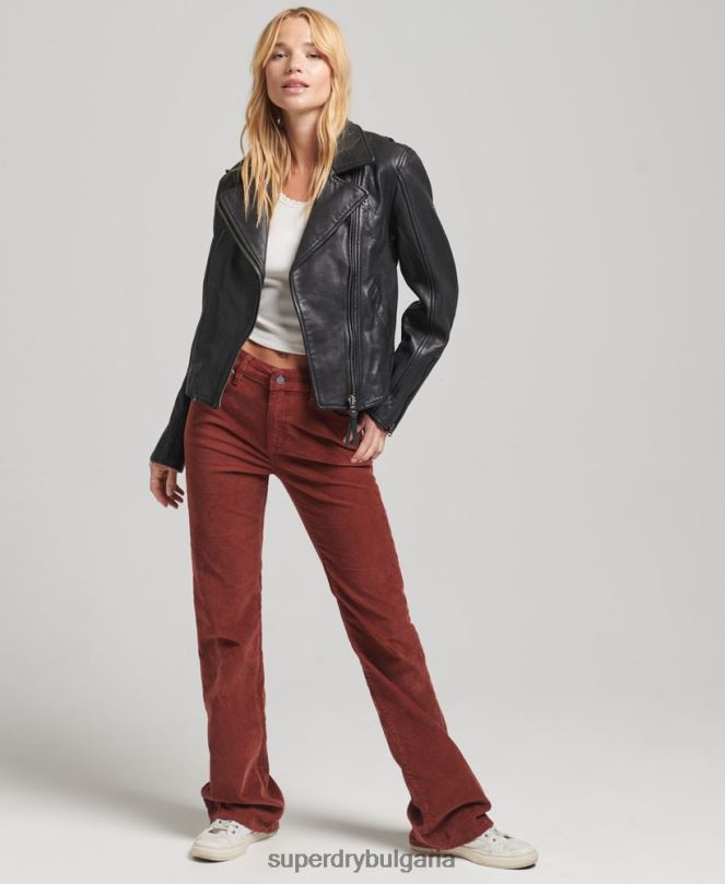 Superdry облекло N00H3819 тъмно сив Жени ретро кожено мотоциклетско яке