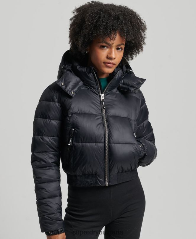 Superdry облекло N00H3826 черен Жени съкратено яке с качулка fuji