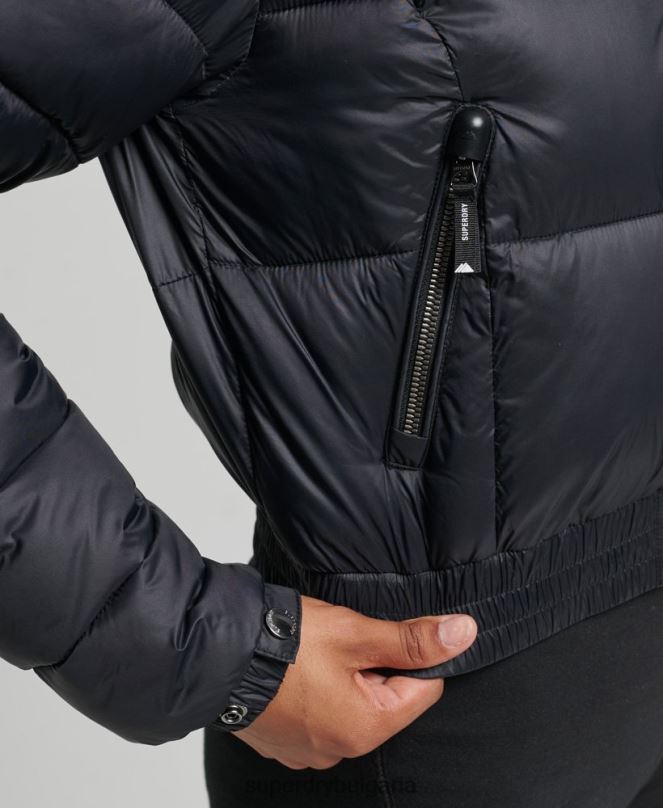 Superdry облекло N00H3826 черен Жени съкратено яке с качулка fuji