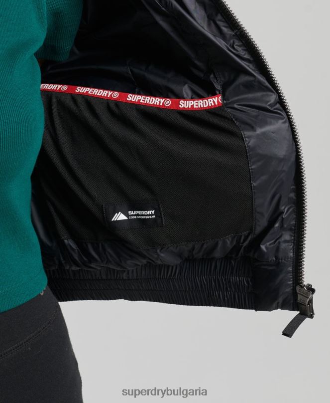 Superdry облекло N00H3826 черен Жени съкратено яке с качулка fuji