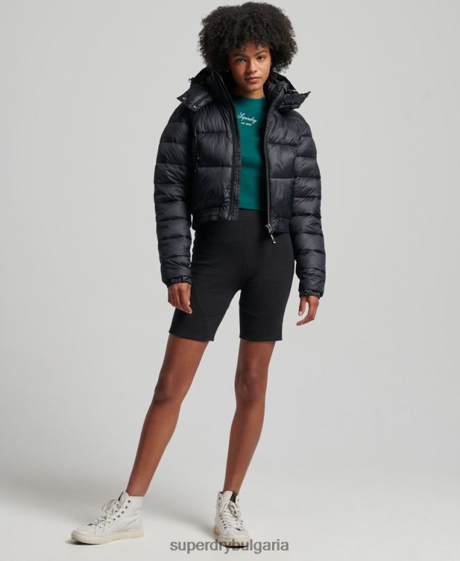 Superdry облекло N00H3826 черен Жени съкратено яке с качулка fuji