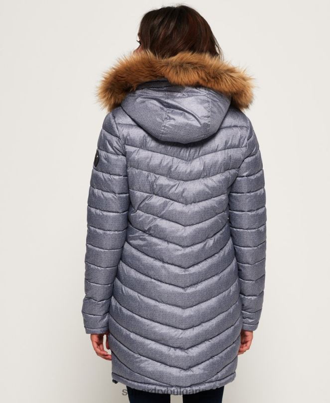 Superdry облекло N00H3829 светло сив Жени супер фуджи яке с шеврон от изкуствена кожа