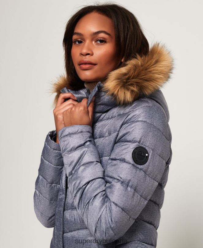 Superdry облекло N00H3829 светло сив Жени супер фуджи яке с шеврон от изкуствена кожа