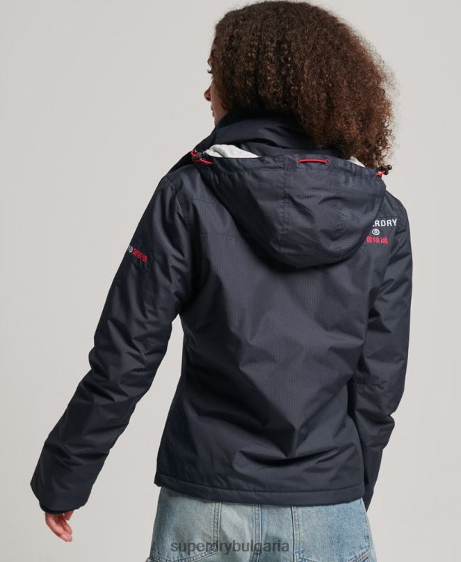 Superdry облекло N00H3830 военноморски флот Жени ветровка с лого на качулка