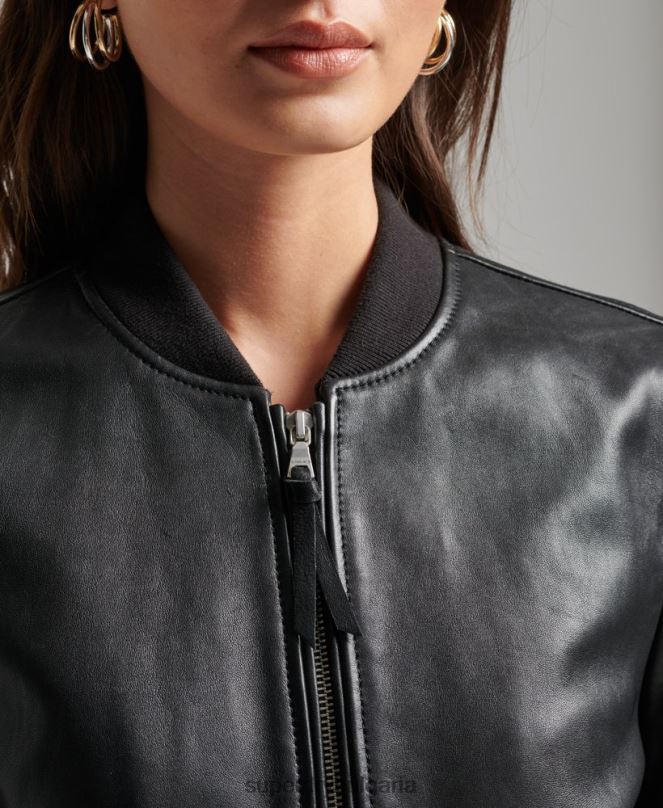 Superdry облекло N00H3838 черен Жени студийно кожено бомбардировъчно яке