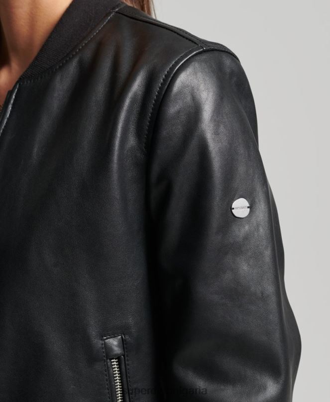 Superdry облекло N00H3838 черен Жени студийно кожено бомбардировъчно яке