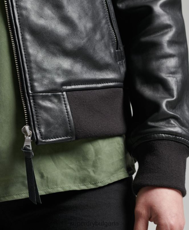 Superdry облекло N00H3838 черен Жени студийно кожено бомбардировъчно яке