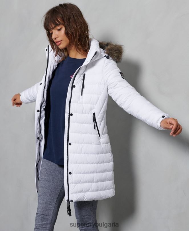 Superdry облекло N00H3839 бяло Жени супер фуджи яке
