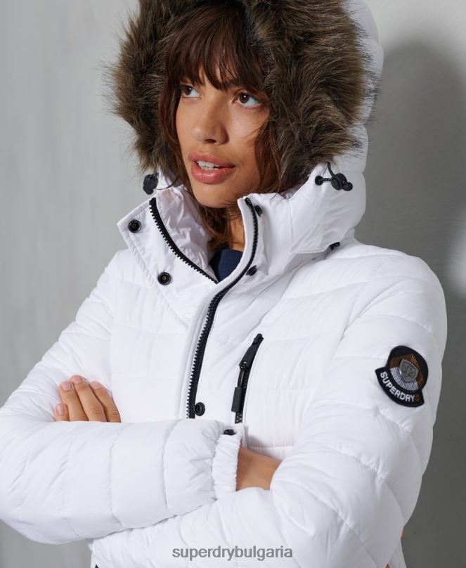 Superdry облекло N00H3839 бяло Жени супер фуджи яке
