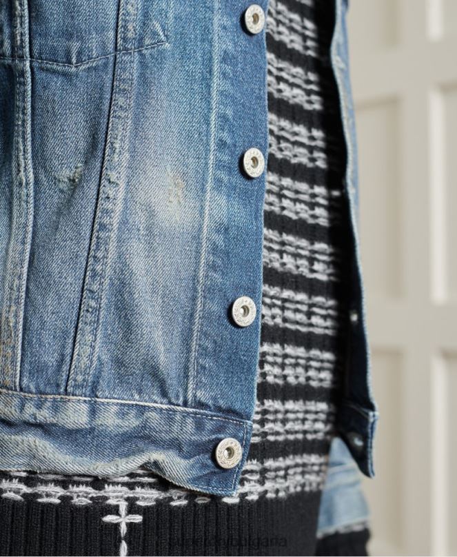 Superdry облекло N00H3841 светло синьо Жени ограничено издание сухо японско яке за шофьор на камион