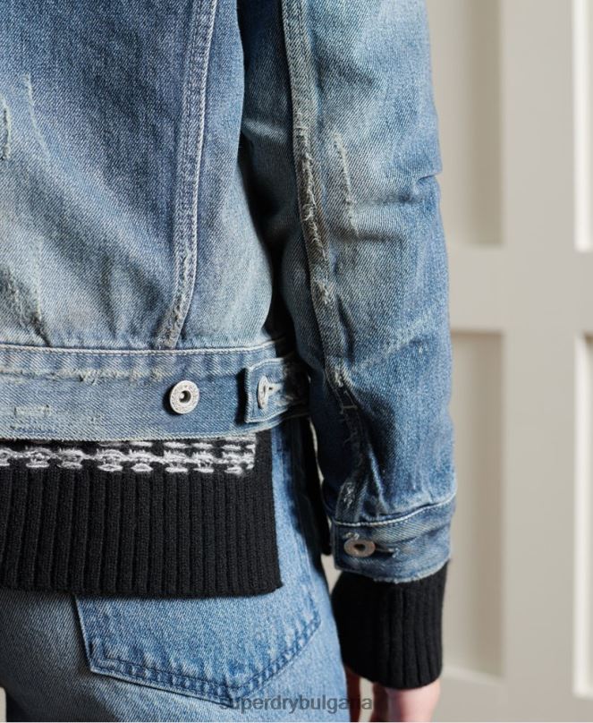 Superdry облекло N00H3841 светло синьо Жени ограничено издание сухо японско яке за шофьор на камион