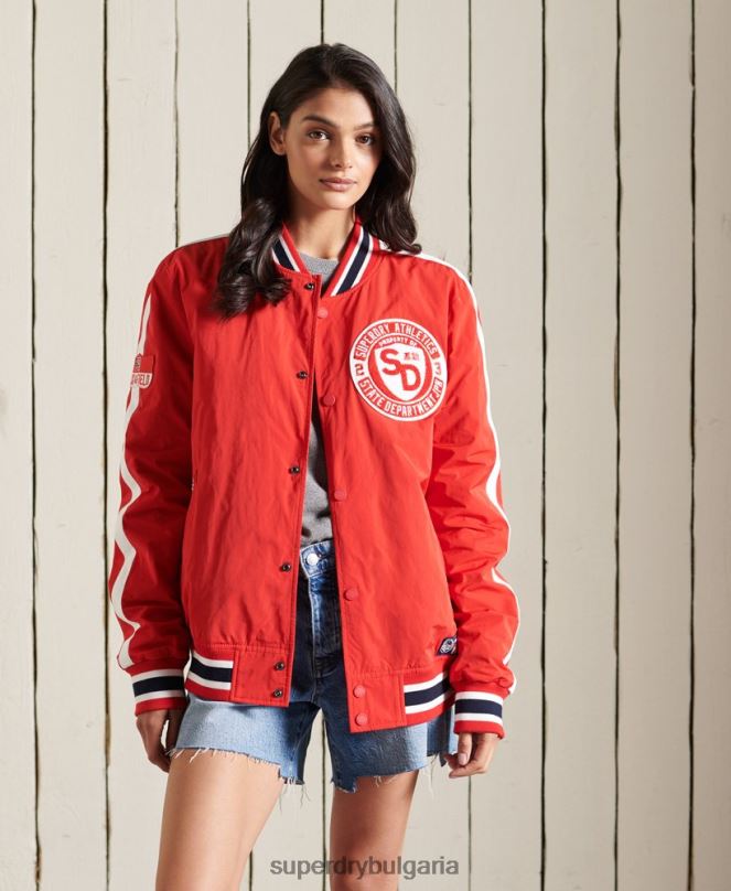 Superdry облекло N00H3842 червен Жени голямо университетско бомбър яке