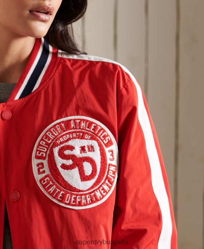 Superdry облекло N00H3842 червен Жени голямо университетско бомбър яке