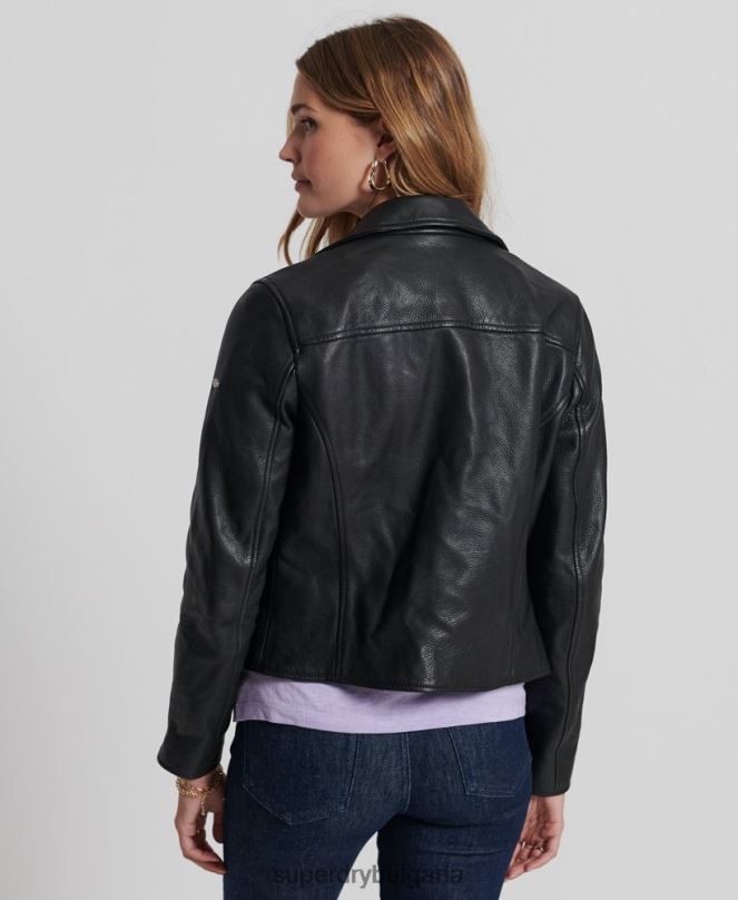 Superdry облекло N00H3844 черен Жени кожено мотоциклетско яке