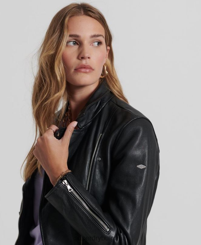 Superdry облекло N00H3844 черен Жени кожено мотоциклетско яке