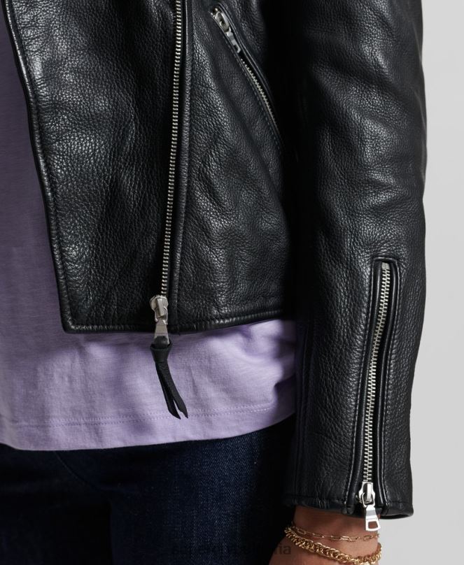 Superdry облекло N00H3844 черен Жени кожено мотоциклетско яке