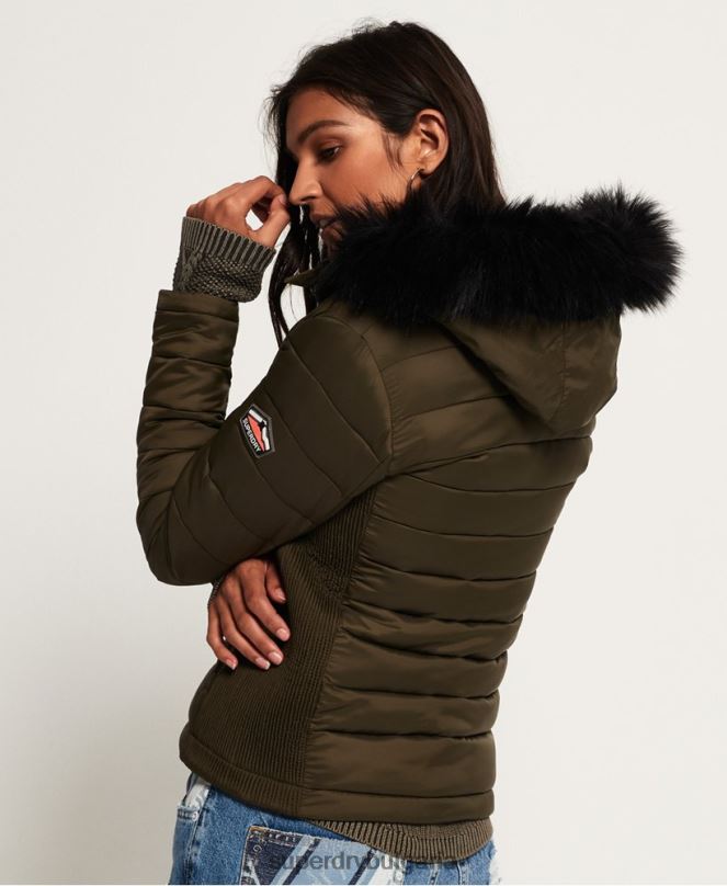 Superdry облекло N00H3845 каки Жени тънко яке с качулка с двоен цип fuji