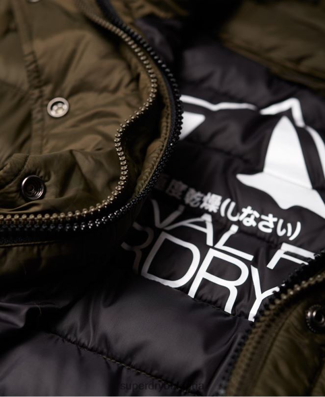 Superdry облекло N00H3845 каки Жени тънко яке с качулка с двоен цип fuji