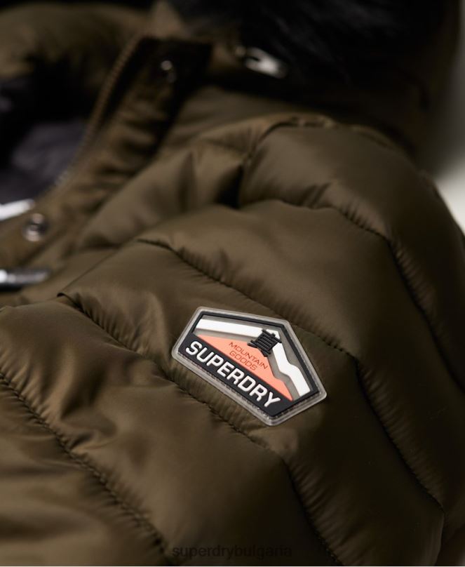 Superdry облекло N00H3845 каки Жени тънко яке с качулка с двоен цип fuji