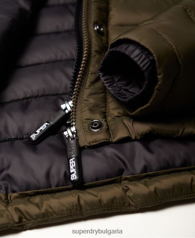 Superdry облекло N00H3845 каки Жени тънко яке с качулка с двоен цип fuji