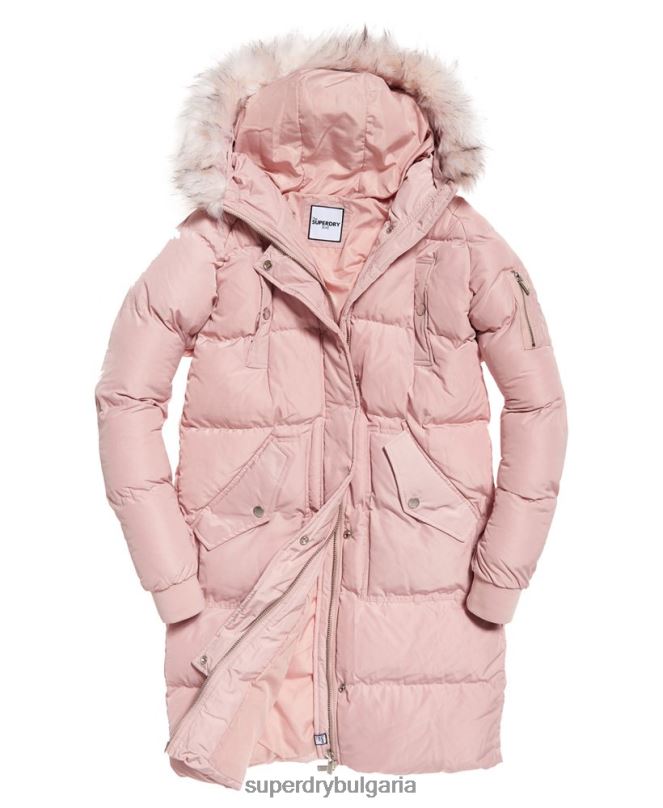 Superdry облекло N00H3848 розово Жени луксозно пухено яке с парагади