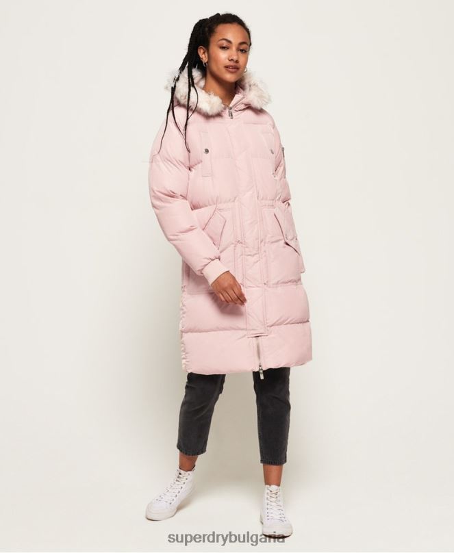 Superdry облекло N00H3848 розово Жени луксозно пухено яке с парагади