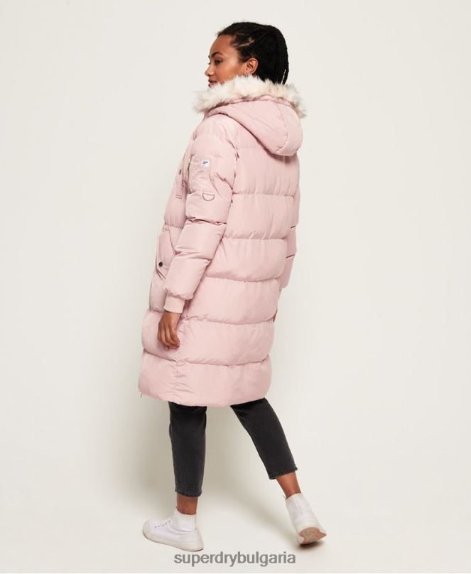 Superdry облекло N00H3848 розово Жени луксозно пухено яке с парагади