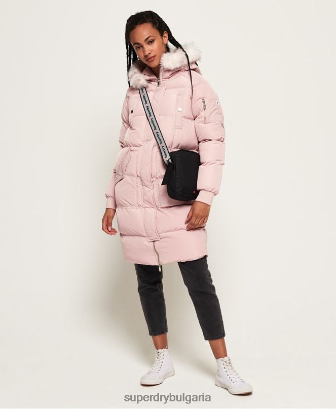 Superdry облекло N00H3848 розово Жени луксозно пухено яке с парагади